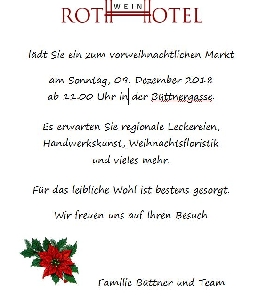 Rothweinhotel lädt Sie ein zum vorweihnachtlichen Markt