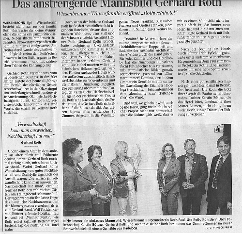 Zeitungsartikel MAIN-POST Eröffnung Rothweinhotel